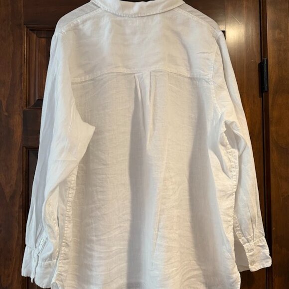 Boden Relaxed White Linen Long Sleeve Shirt, Size 16/18L - Picture 3 of 7